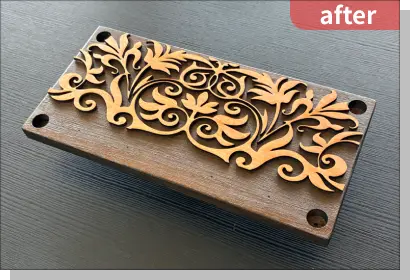 after：中面に水性ウレタンニスを塗布し、➊前面を重ねて接着