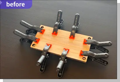 before：➋中面と➌背面を木工用ボンドで接合