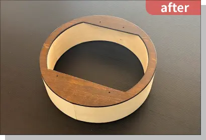 円形のウォールシェルフの側面-
              内側を取り付けた写真