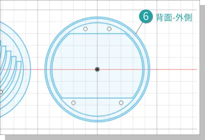 円形のウォールシェルフの背面のスケッチ画像