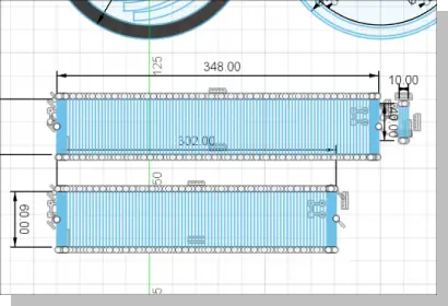 円形のウォールシェルフの側面の形状をFusionのスケッチで描いた状態